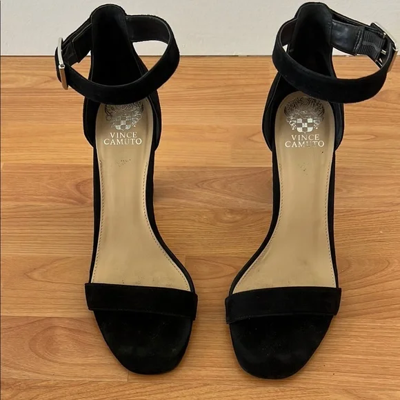 Vince Camuto Black Stiletto Heels with Ankle Strap - Picture 2 of 6